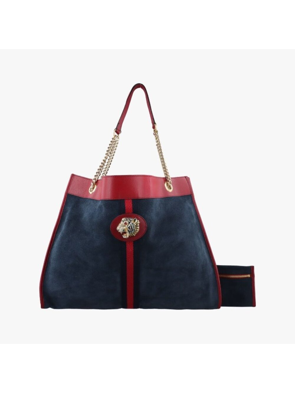 Gucci Rajah Navy Red Suede Leather Shoulder Bag